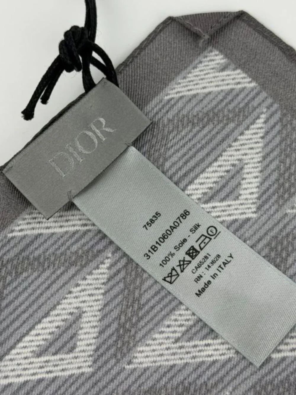 Dior Scarf Gray Silk Vintage